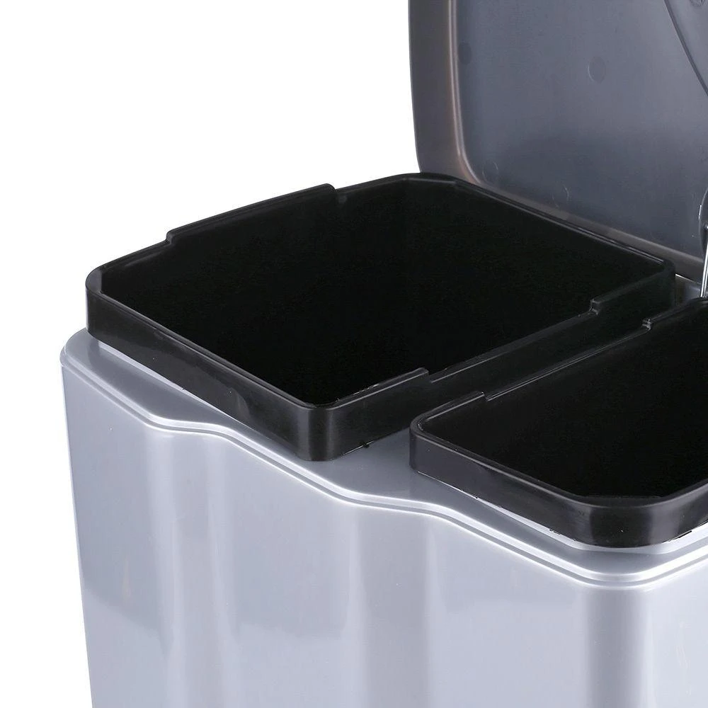 Šiukšliadėžė KEEEPER Gunnar, su pedalu, 7 L + 15 L, pilka sp.