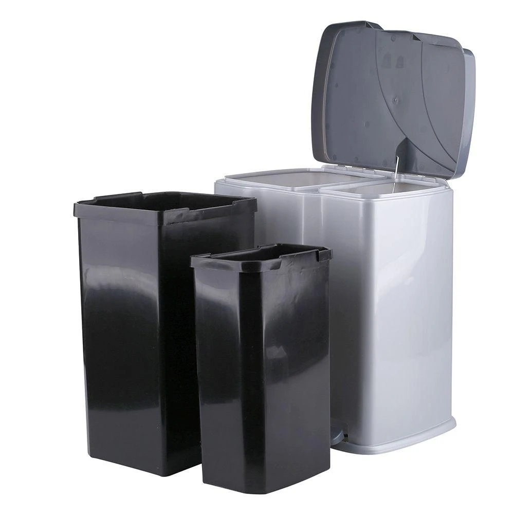 Šiukšliadėžė KEEEPER Gunnar, su pedalu, 7 L + 15 L, pilka sp.