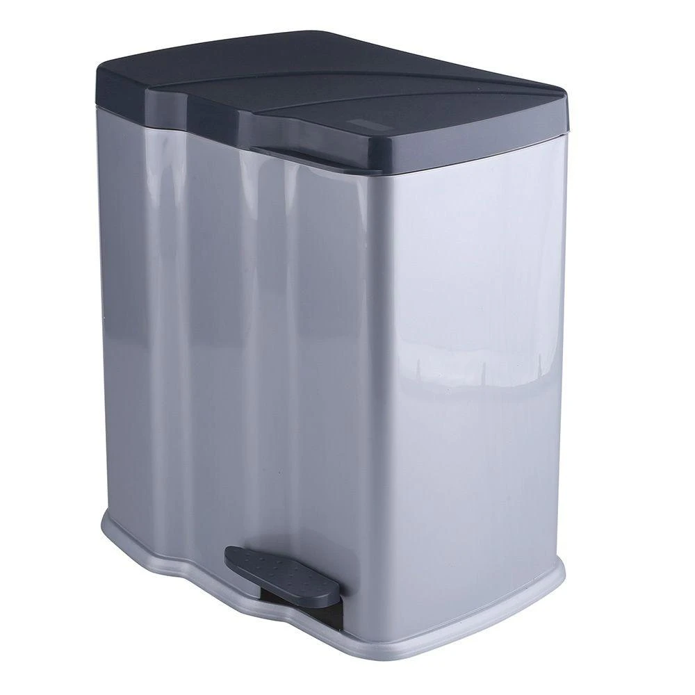 Šiukšliadėžė KEEEPER Gunnar, su pedalu, 7 L + 15 L, pilka sp.