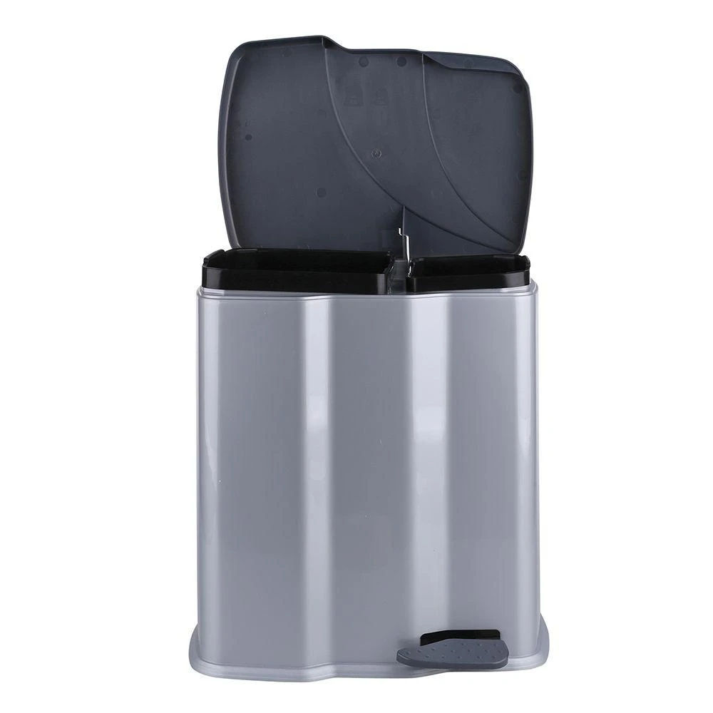 Šiukšliadėžė KEEEPER Gunnar, su pedalu, 7 L + 15 L, pilka sp.