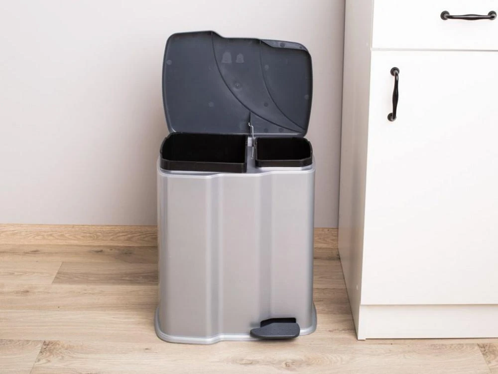 Šiukšliadėžė KEEEPER Gunnar, su pedalu, 7 L + 15 L, pilka sp.