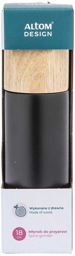Juodas wooden pepper mill 5x18 cm