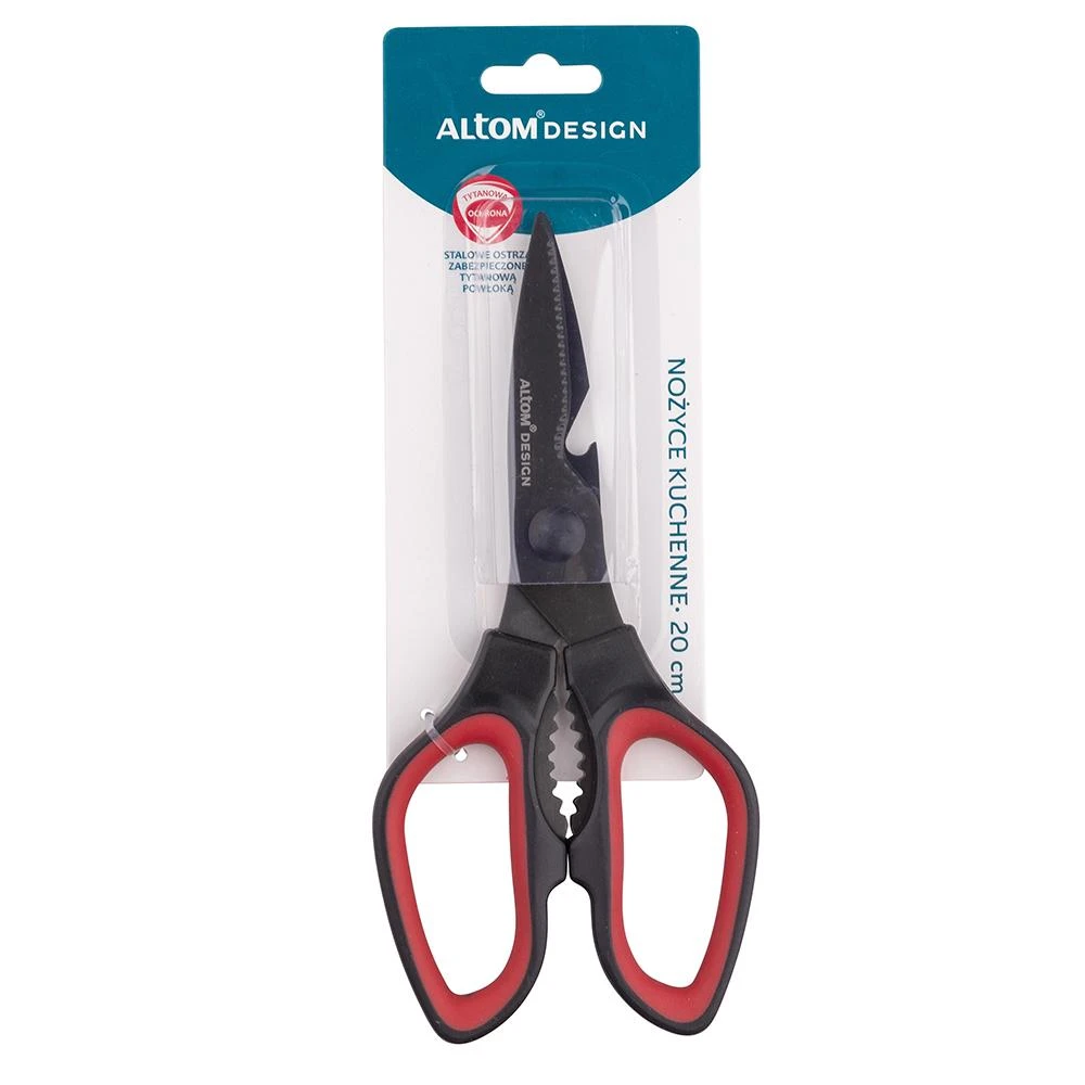 Virtuvinės žirklės su juodais titano dengtais kraštais, 20 cm
