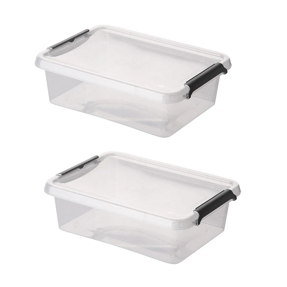 Orplast Antibakterinis 2 vnt. maisto indelių su sidabrino mikrodalelėmis, su dangteliu ir spaustukais rinkinys, 1,15 l