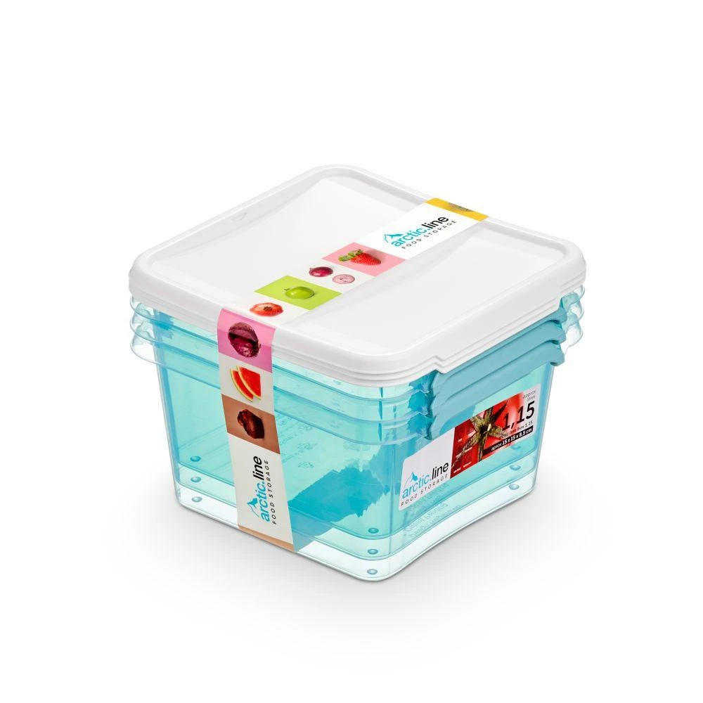 Orplast „Arcticline“ 3 kvadratinių maisto indelių rinkinys, 1,15 l, 15 x 15 x 8,5 cm