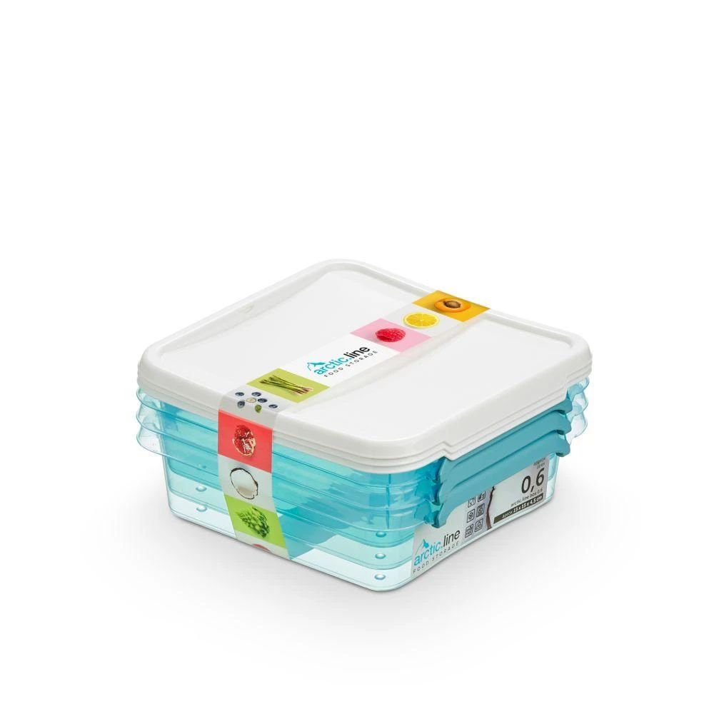 Orplast „Arcticline“ 3 kvadratinių maisto indelių rinkinys, 0,6 l, 15 x 15 x 4,5 cm