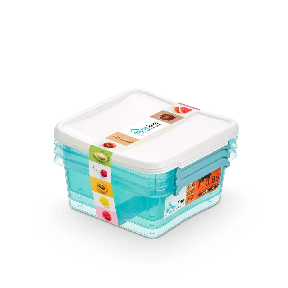 Orplast „Arcticline“ 3 kvadratinių maisto indelių rinkinys, 0,85 l, 15 x 15 x 6,5 cm