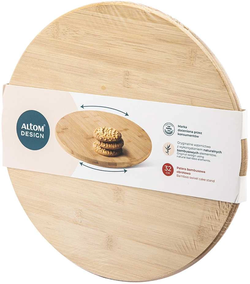 Bambukinė besisukanti tortinė Altom Design 32 cm – sukamasis torto padėklas, sukasi 360°