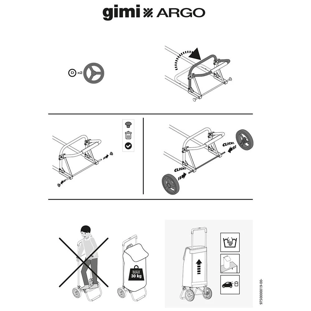 Gimi Mėlynas pirkinių vežimėlis 30 kg/50 l. Dvigubas Naujas mėlynas