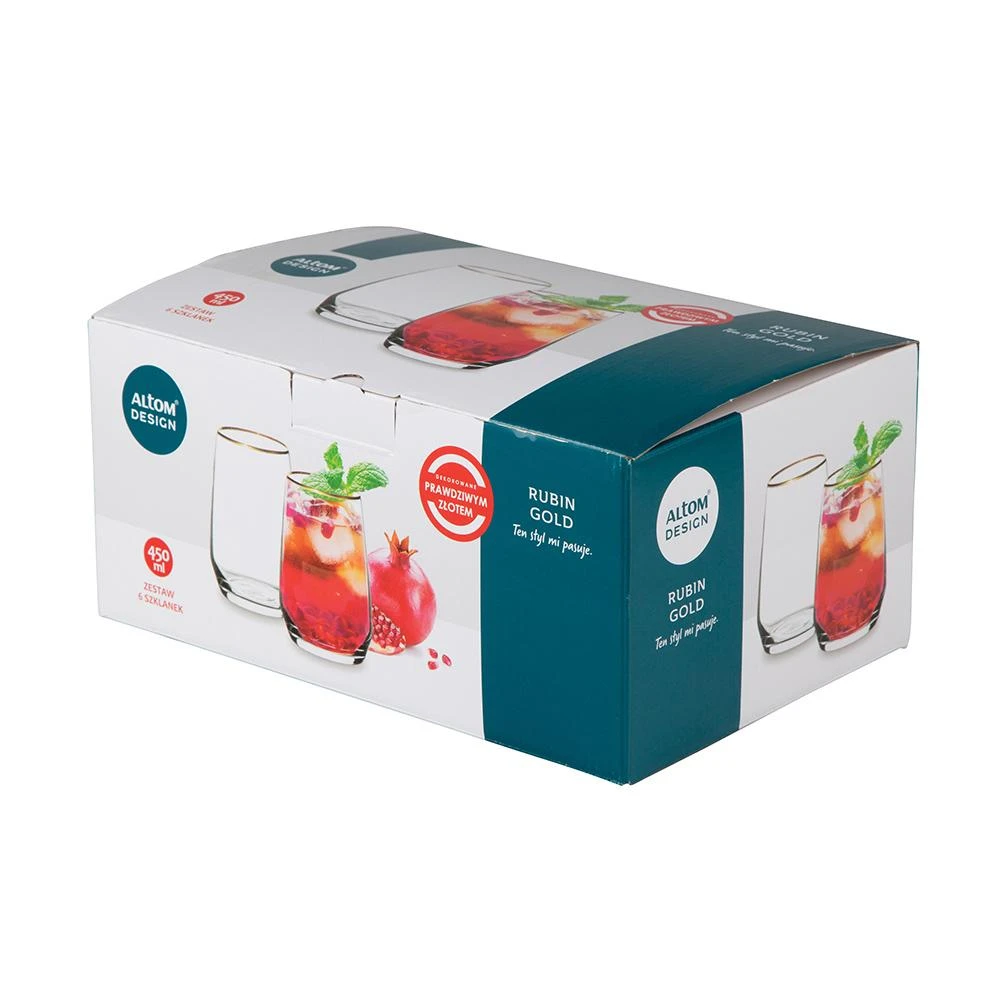 Lumarko „Rubin Gold“ 6 vnt. be stiklinių rinkinys, 450 ml