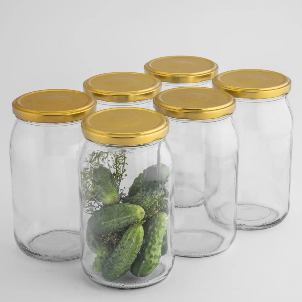 6 stiklainių po 900 ml + dangtelių rinkinys, dydis 82, 6 uncijos