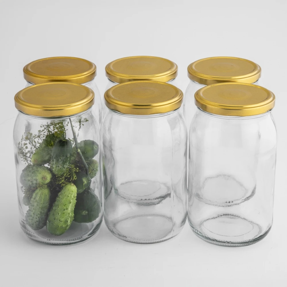 6 stiklainių po 900 ml + dangtelių rinkinys, dydis 82, 6 uncijos