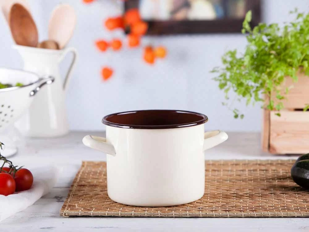 Altom Design Tiesus puodas 1,5l, skersmuo 14cm, aukštis 11cm, kreminis/vidus tamsus