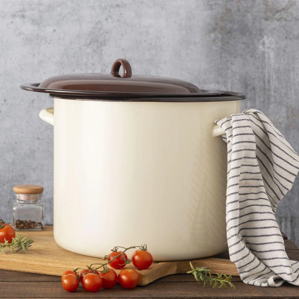 Altom Design Emalia Silesia Rybnik Didelis emaliuotas puodas Silesia Rybnik kremas 16,6 l