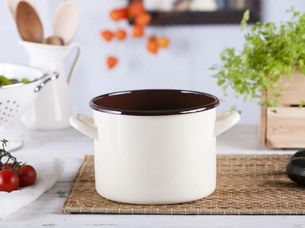 Emalia Silesia Rybnik Straight puodas 4,4l dia.20cm h.15cm cream/inside dark