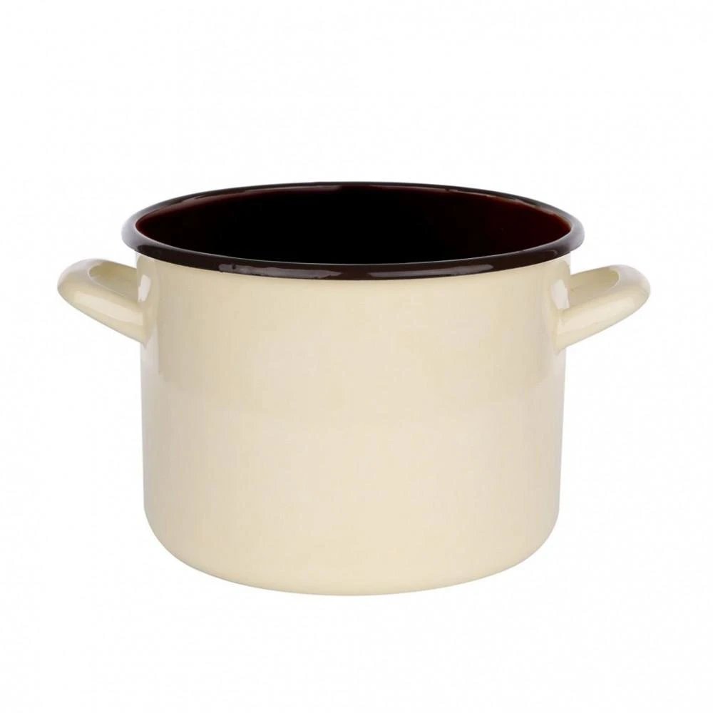 Altom Design Silesia Emaliuotas puodas 7,5 l skersmuo 24 cm aukštis 17 cm kreminis/tamsus centras 7818