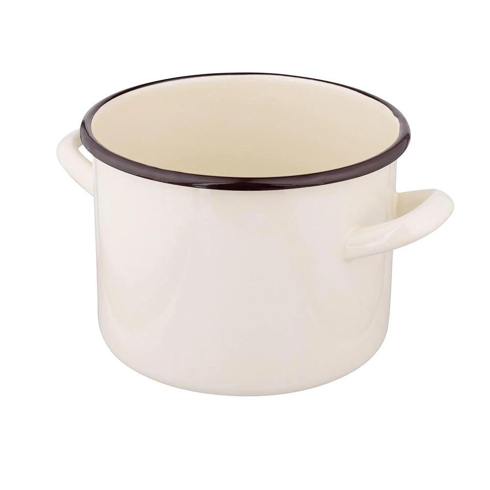 Altom Design Emaliuotas tiesus puodas, 3,3 l; skersmuo 18 cm; aukštis 14 cm, kreminės spalvos