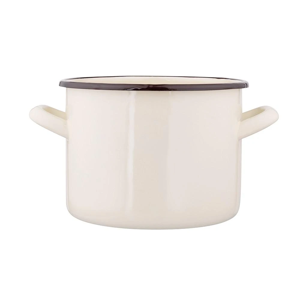 Altom Design Emaliuotas tiesus puodas, 3,3 l; skersmuo 18 cm; aukštis 14 cm, kreminės spalvos
