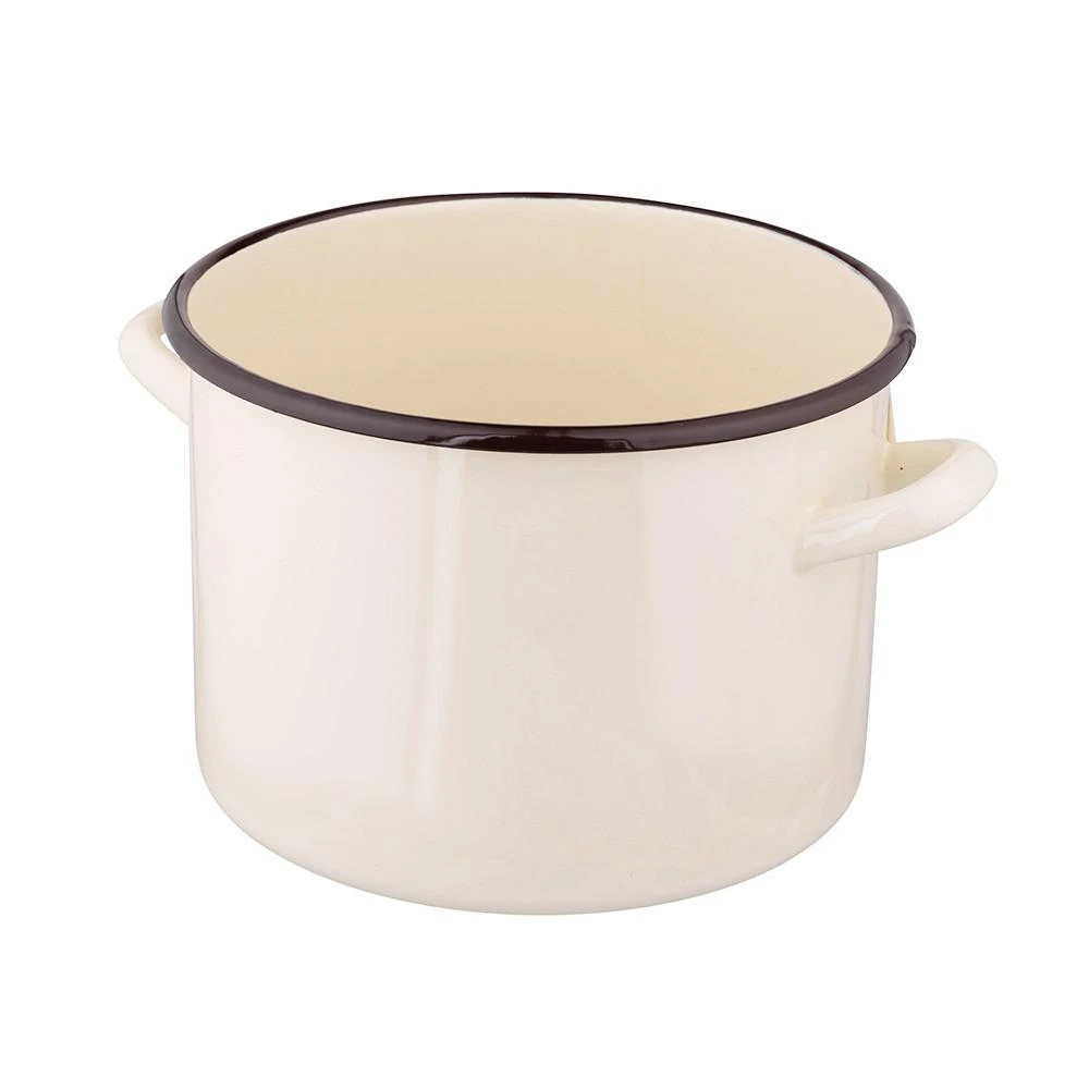 Altom Design Emaliuotas tiesus puodas, 4,4 l; skersmuo 20 cm; aukštis 1,5 cm, kreminės spalvos