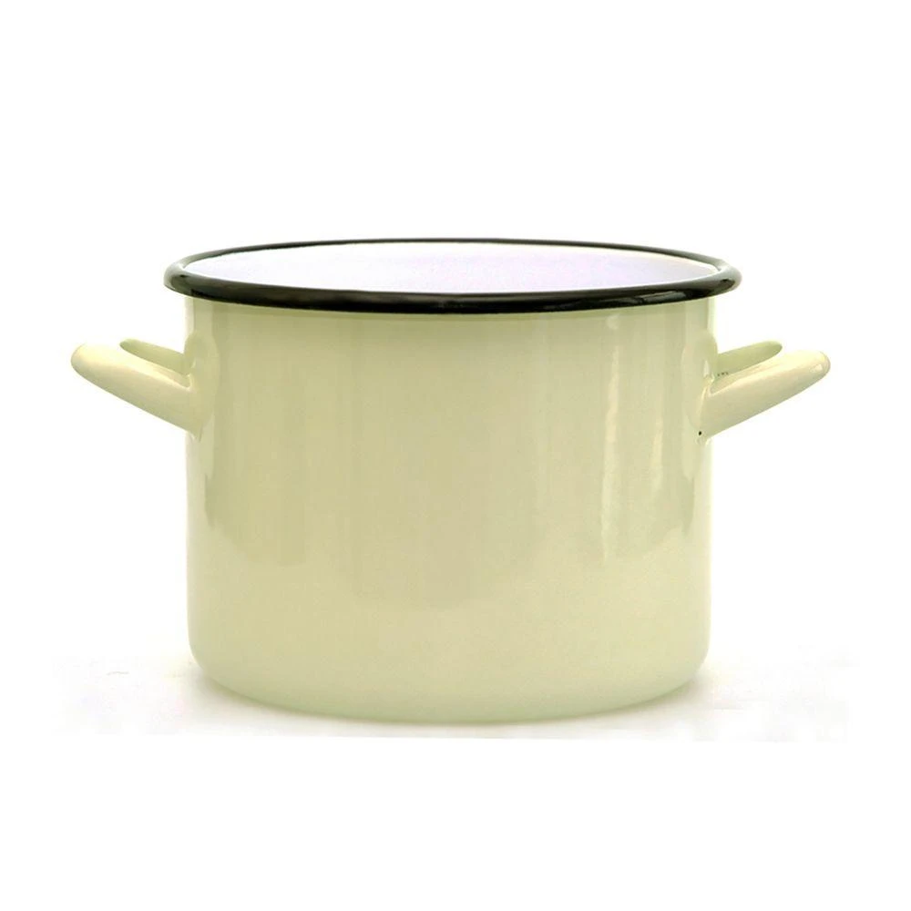 Altom Design Emaliuotas tiesus puodas, 5,8 l; skersmuo 22 cm; aukštis 16 cm, kreminės spalvos