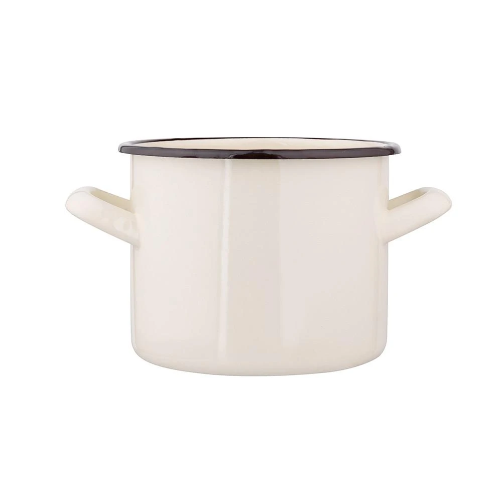 Altom Design Emaliuotas tiesus puodas, 1,5 l; skersmuo 14 cm; aukštis 11 cm, kreminės spalvos