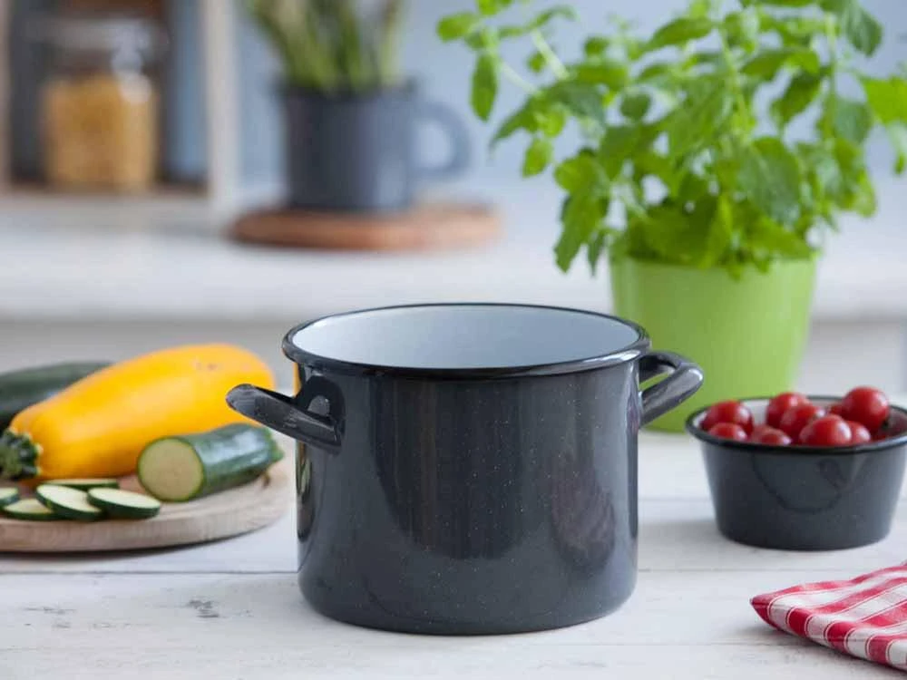 Altom Design POT 18 CM ENAMEL Pilkas SPECKLED