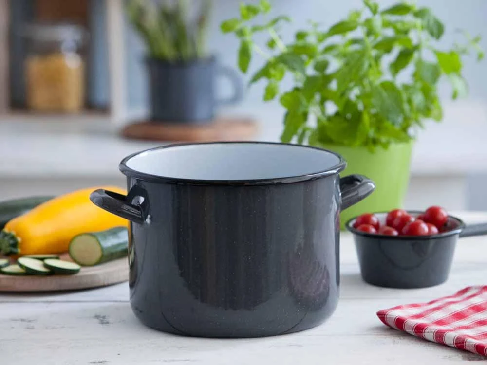 Altom Design POT 20 CM ENAMEL Pilkas SPECKLED