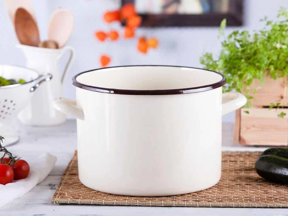 Altom Design Silesia TIESUS EMALINIS PUODAS 24 CM 7,5 L INDUKCINĖS KREMINĖS DUJOS