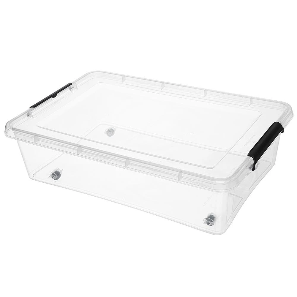 Moxom Paprastas sandėliavimo konteineris su dangčiu ant ratukų 58x39x16cm 29 l