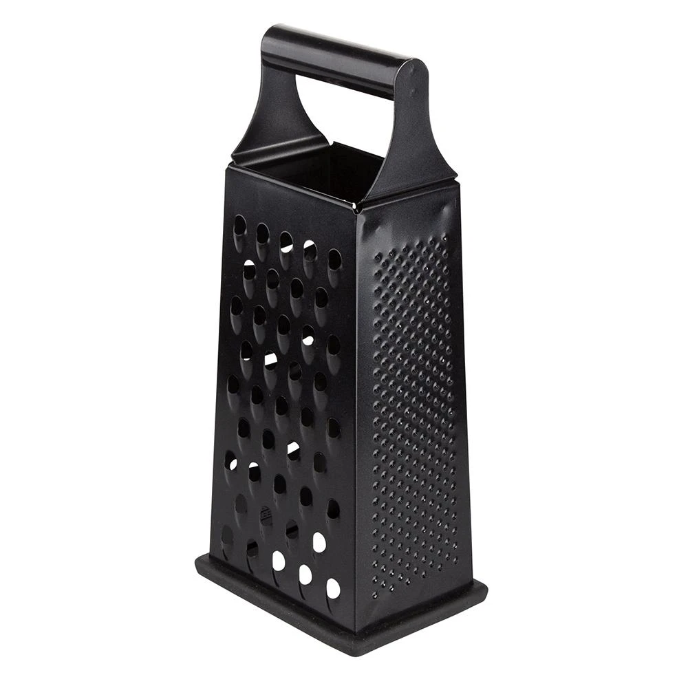 Rectangular 4-function metal grater, 24,5x10,5x7,5 cm, juodas
