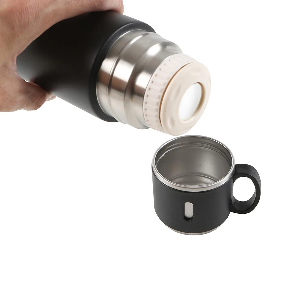Thermos Termosas su puodelio formos dangteliu, 580 ml, juodas