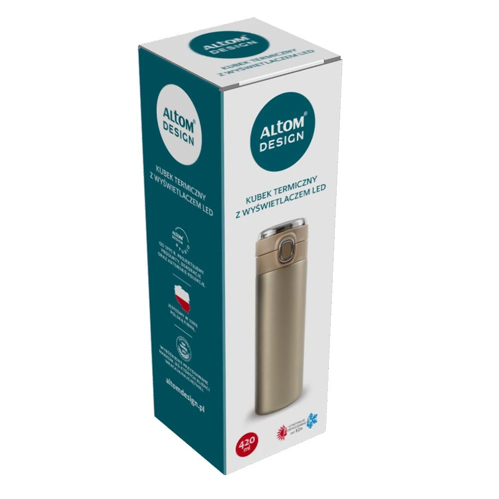 Auksinis termosas su LED lempute, 420 ml