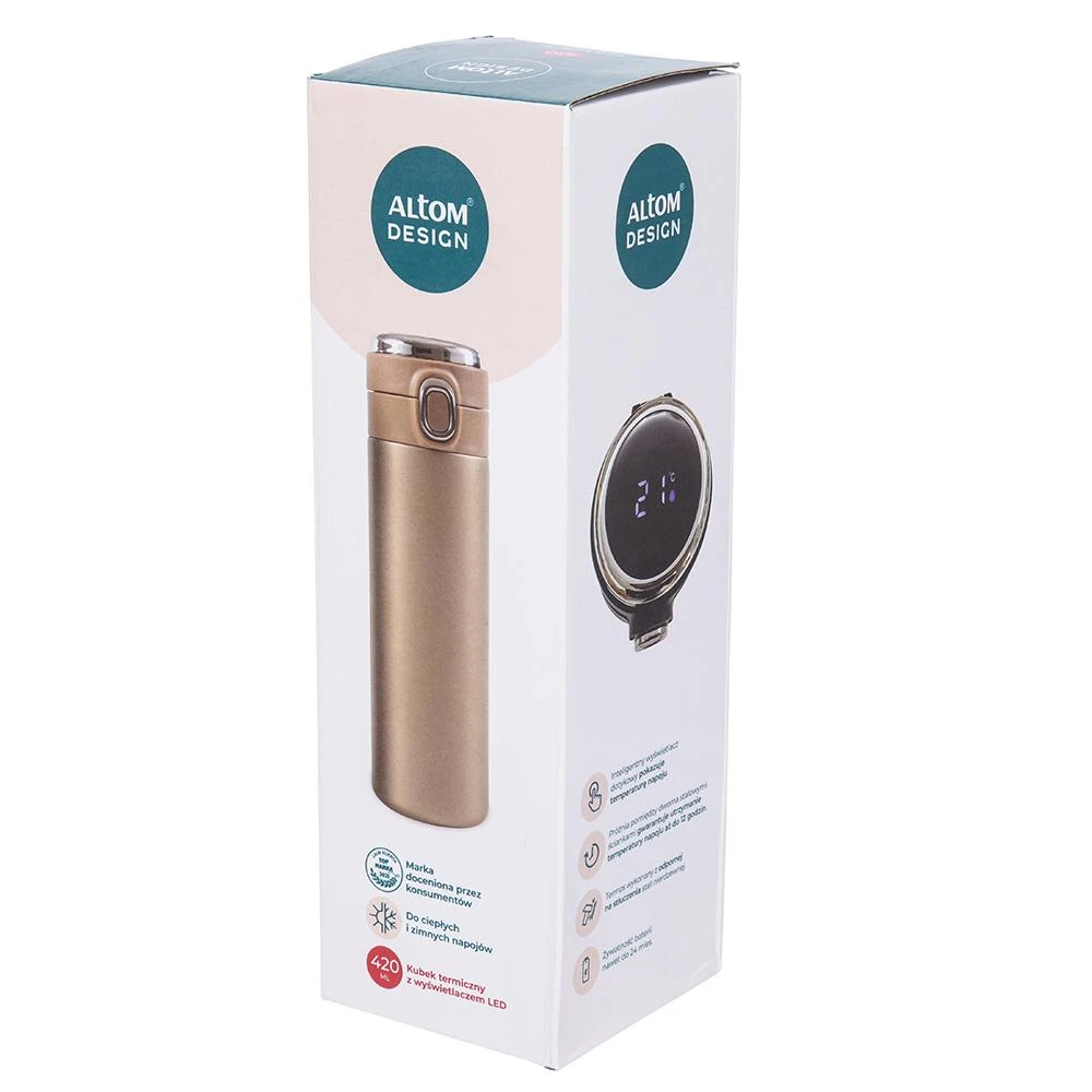 Auksinis termosas su LED lempute, 420 ml