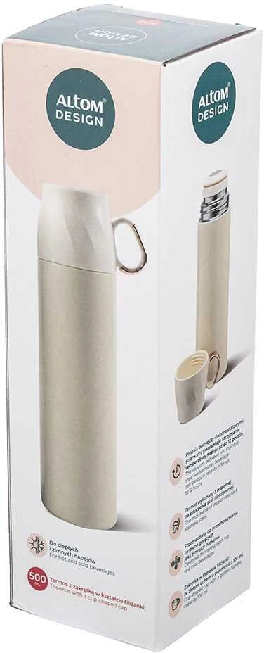 Thermos Termosas su puodelio formos dangteliu, 500 ml, baltas su auksiniu