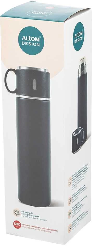 Thermos Termosas su puodelio formos dangteliu, 580 ml, juodas
