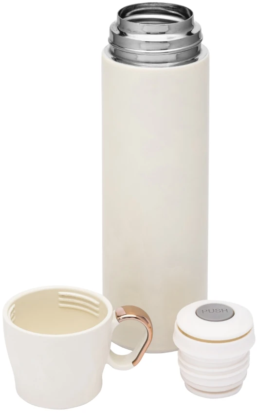 Thermos Termosas su puodelio formos dangteliu, 500 ml, baltas su auksiniu