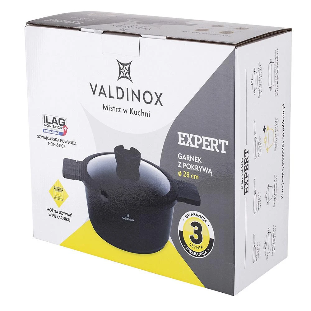 Valdinox Expert puodas 28 cm su dangčiu 6,0 l