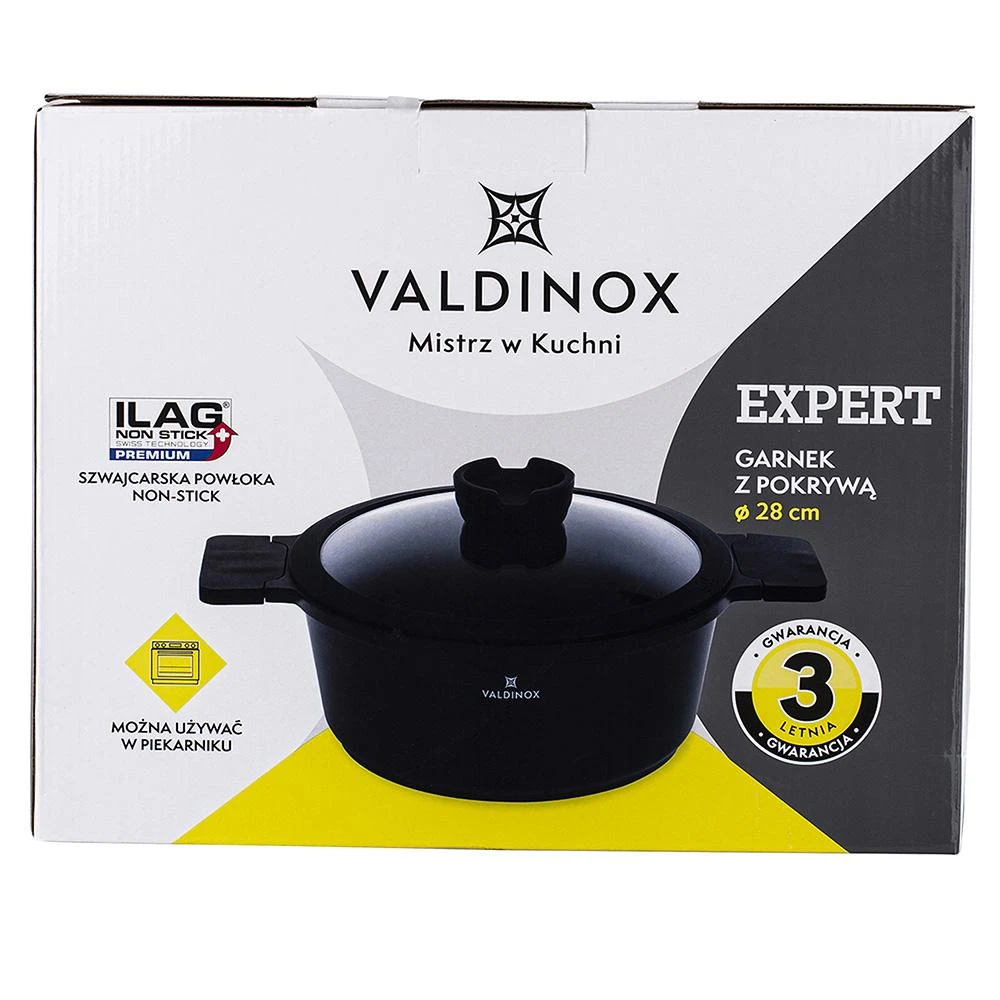 Valdinox Expert puodas 28 cm su dangčiu 6,0 l