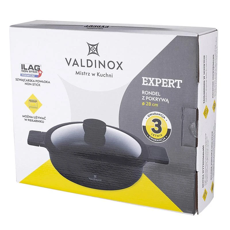 Valdinox Expert puodas 28 cm su dangčiu 3,5 l