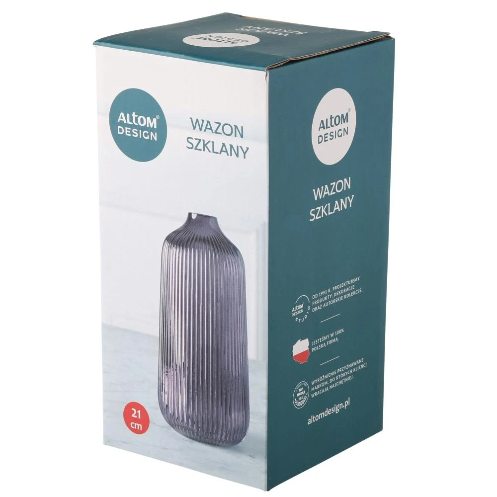 Glass vase h-21cm, violetinė (color box)