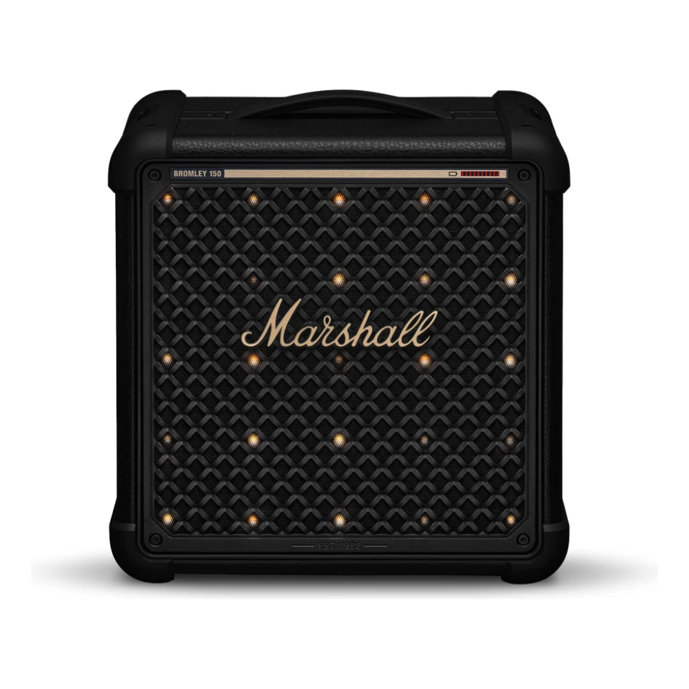 Nešiojama kolonėlė Marshall „Bromley 150“, juoda su žalvario spalvos detalėmis