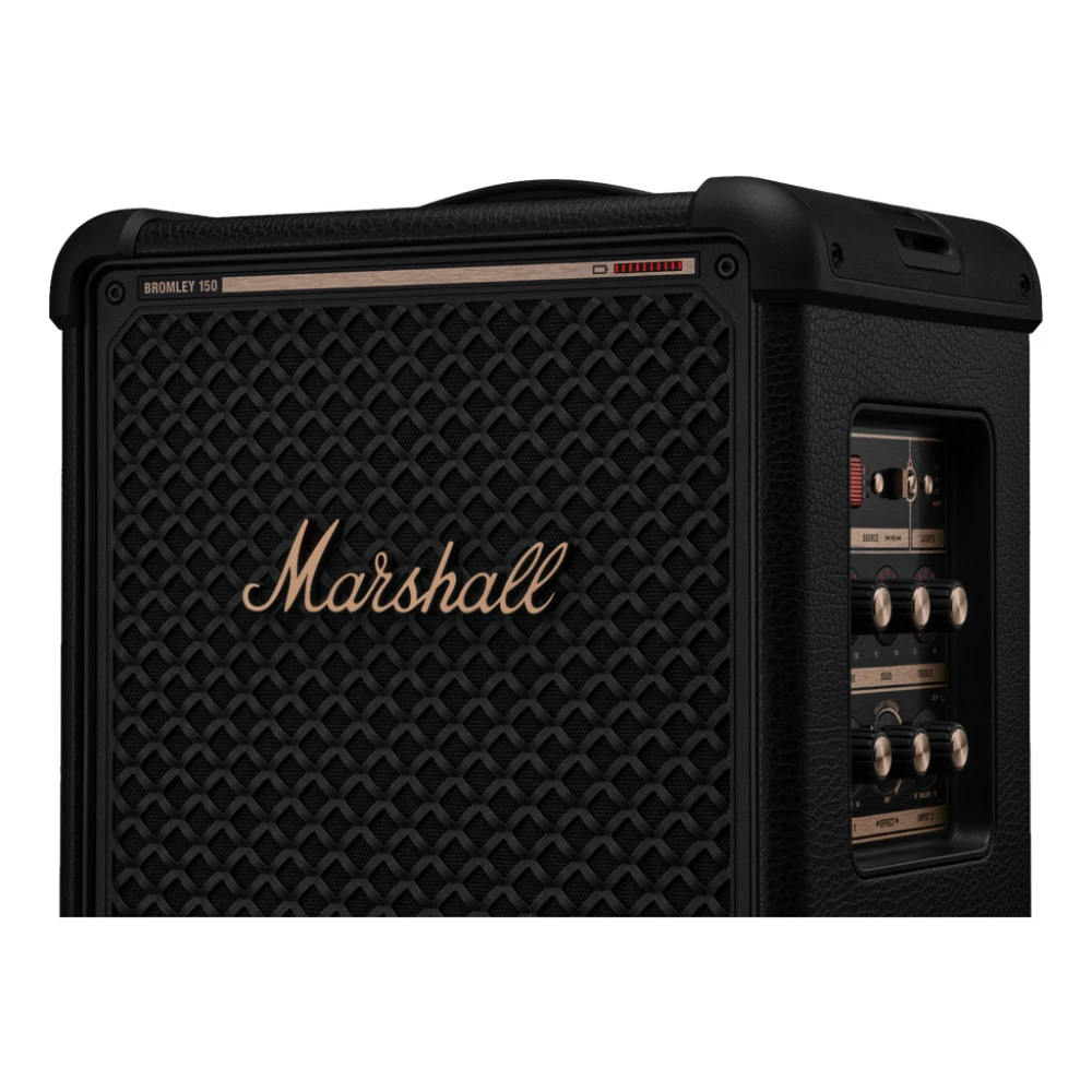 Nešiojama kolonėlė Marshall „Bromley 150“, juoda su žalvario spalvos detalėmis