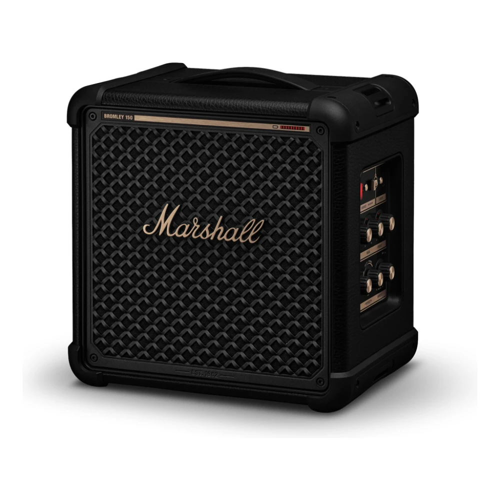 Nešiojama kolonėlė Marshall „Bromley 150“, juoda su žalvario spalvos detalėmis