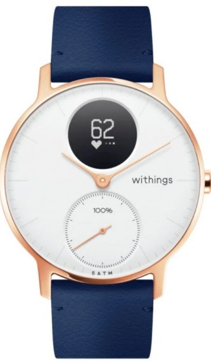 Withings odinė laikrodžio apyrankė, 18 mm, tamsiai mėlynos/rusvo aukso spalvos