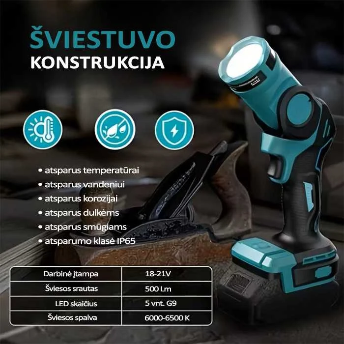 BZN LED prožektorius Makita akumuliatoriams 18V L5 500Lm 6W