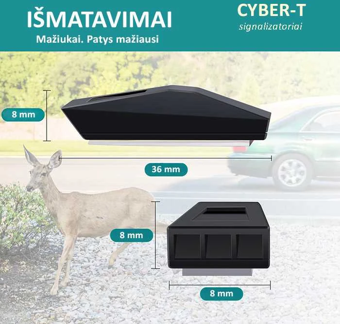 Cyber T Ultragarsiniai švilpukai automobiliui. Laukinių gyvūnų baidymo signalizatoriai