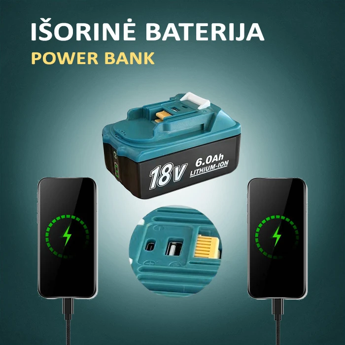 Gase Co Akumuliatorius Makita įrankiams ADC Li-Ion 18V 6Ah 2VNT