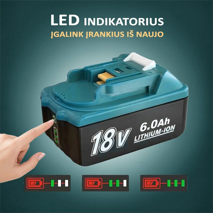Gase Co Akumuliatorius Makita įrankiams ADC Li-Ion 18V 6Ah 2VNT