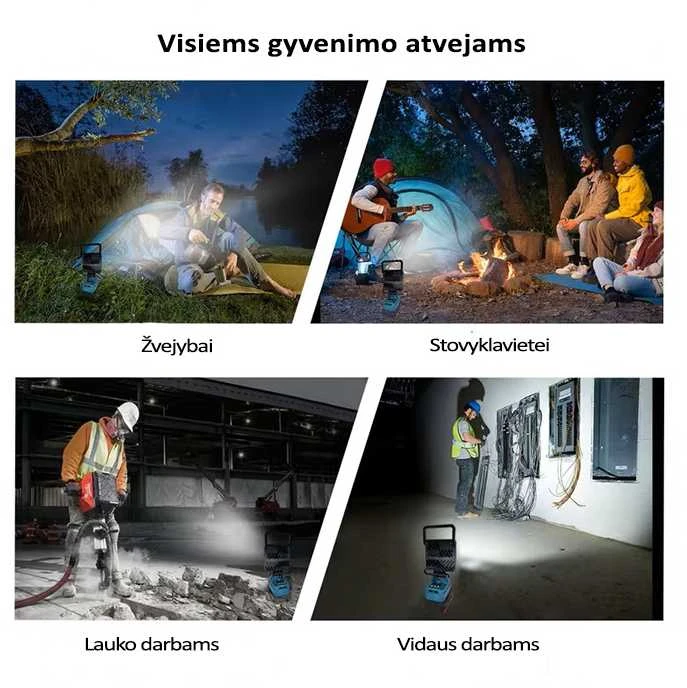 GZT LED šviestuvas Makita akumuliatoriams 18V L16 500 Lm 10W USB2A-R