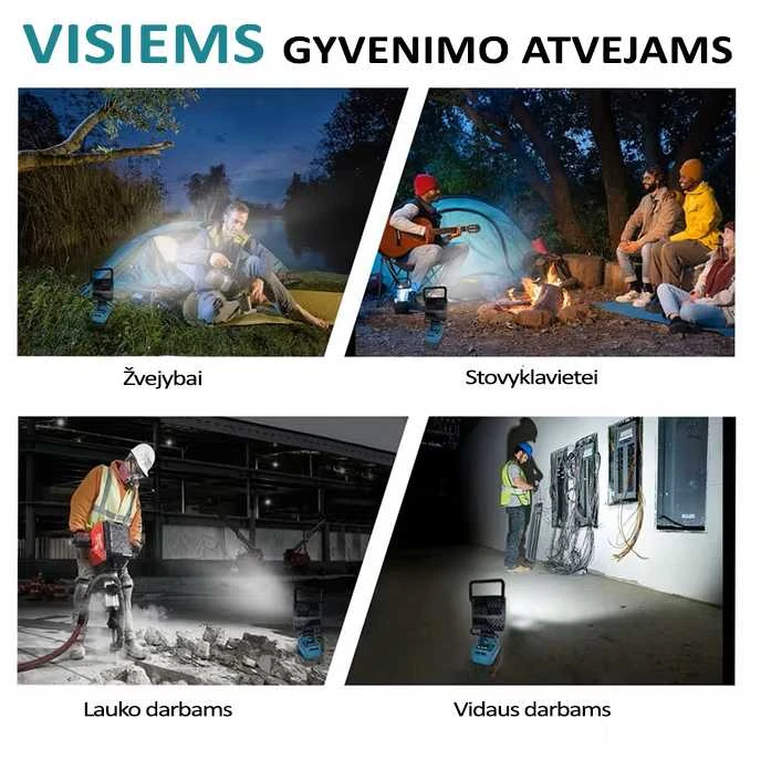 GZT LED šviestuvas Makita akumuliatoriams 18V L16 500 Lm 10W USB2A-R